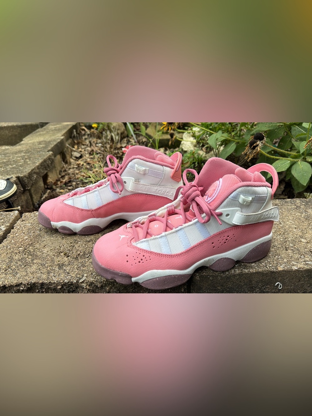 Girls' Pink and White air Jordan 6 rings Basketball Shoes